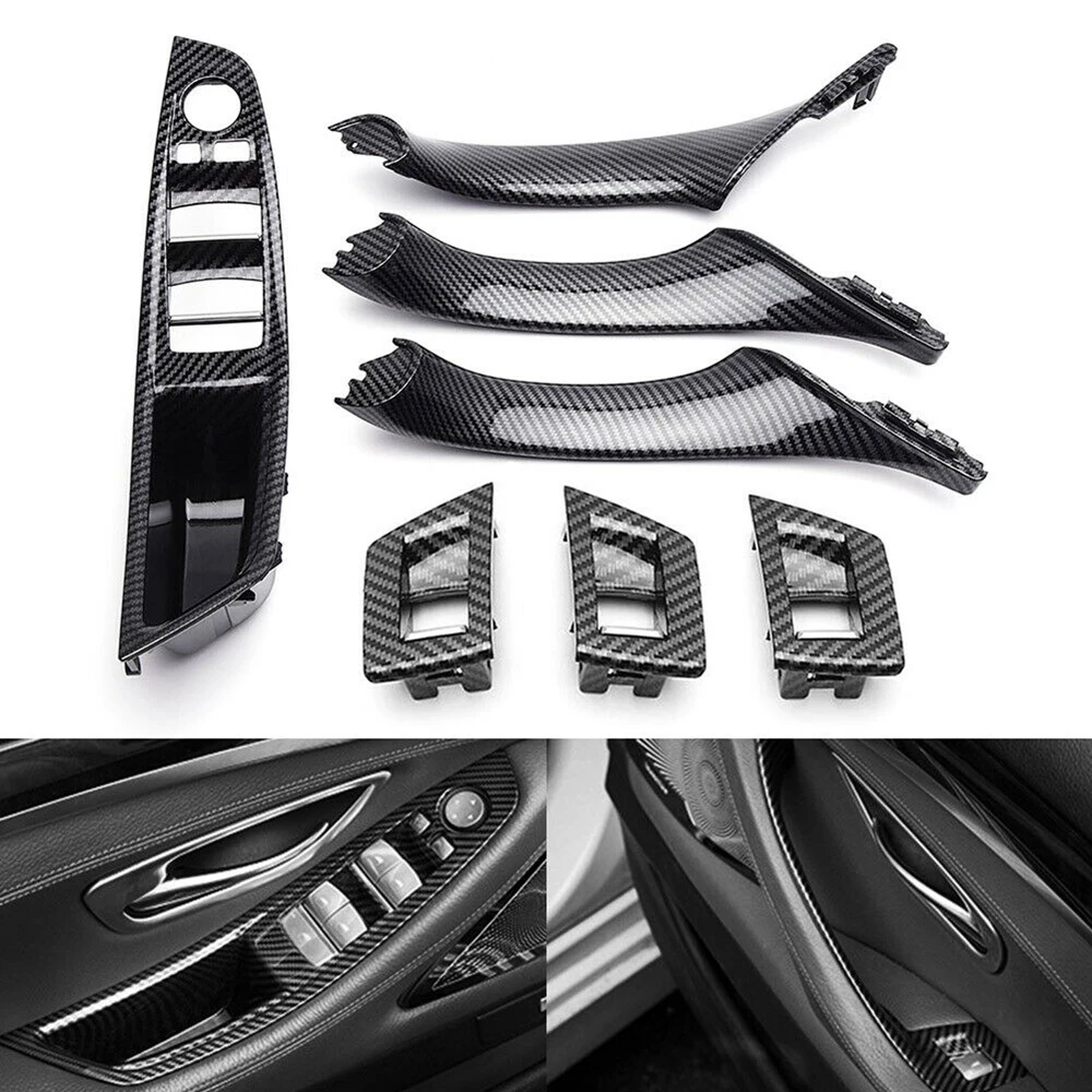 

Car Interior Door Carbon Fiber Pull Handle Window Switch Panel Set Auto Replacement Parts for BMW 5 Series F10 F11 F18 2010-2017