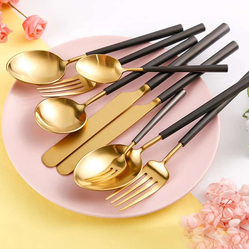 

Набор столовых приборов из нержавеющей стали с цилиндрической ручкой и ложкой, 304