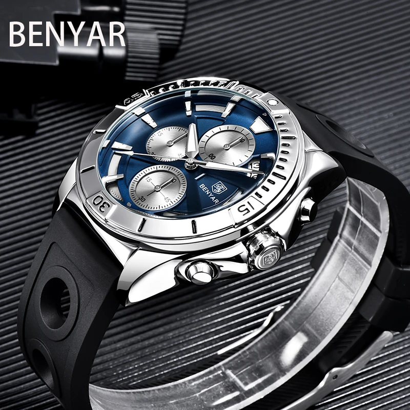 

BENYAR New Men Watch Luxury Stainless Steel 30M Waterproof Watch for Men Top Brand Casual Fashion Chronograph clock Muški sat