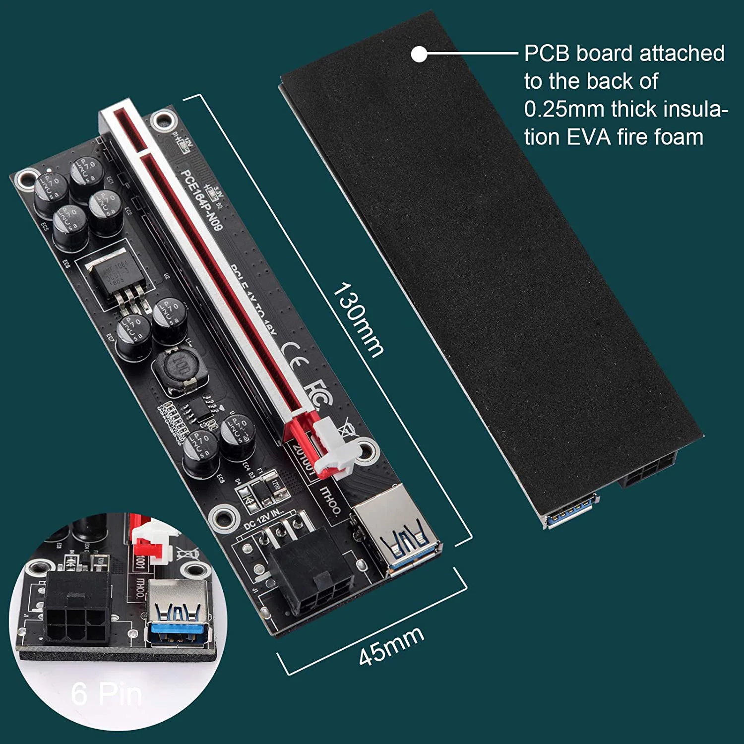 райзер карта ver009s plus pci e 1x до 16x usb 30 sata 6 конт