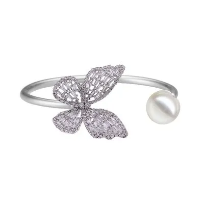 

Luxury flash diamond zircon bracelet female butterfly fairy dinner party dress accessories opening adjustable jewelry
