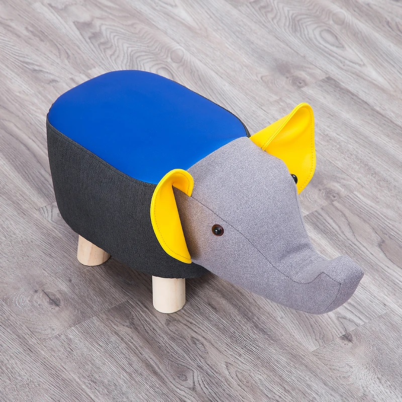 

Modern Animal Stool Series Upholstered Ride-on Ottoman Footrest Stool with Vivid Adorable Animal-Like Features Elephant Cow Pig