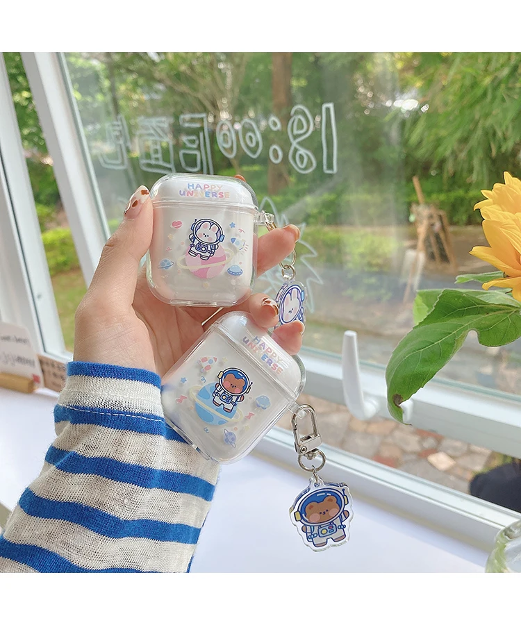 Чехол для AirPods 3rd Pro чехол с космическим медведем Кроликом подвеской наушников Apple