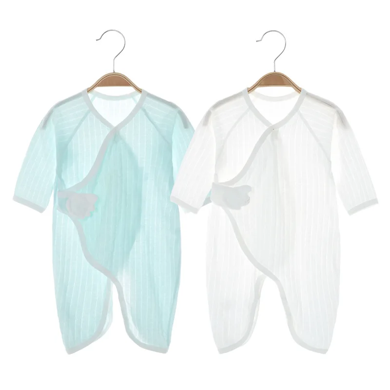 

2021 Одежда для новорожденных летняя одежда для новорожденных 0-3 месяцев цельнокроеный тонкий комбинезон, одежда с бабочками, хлопковая одеж...