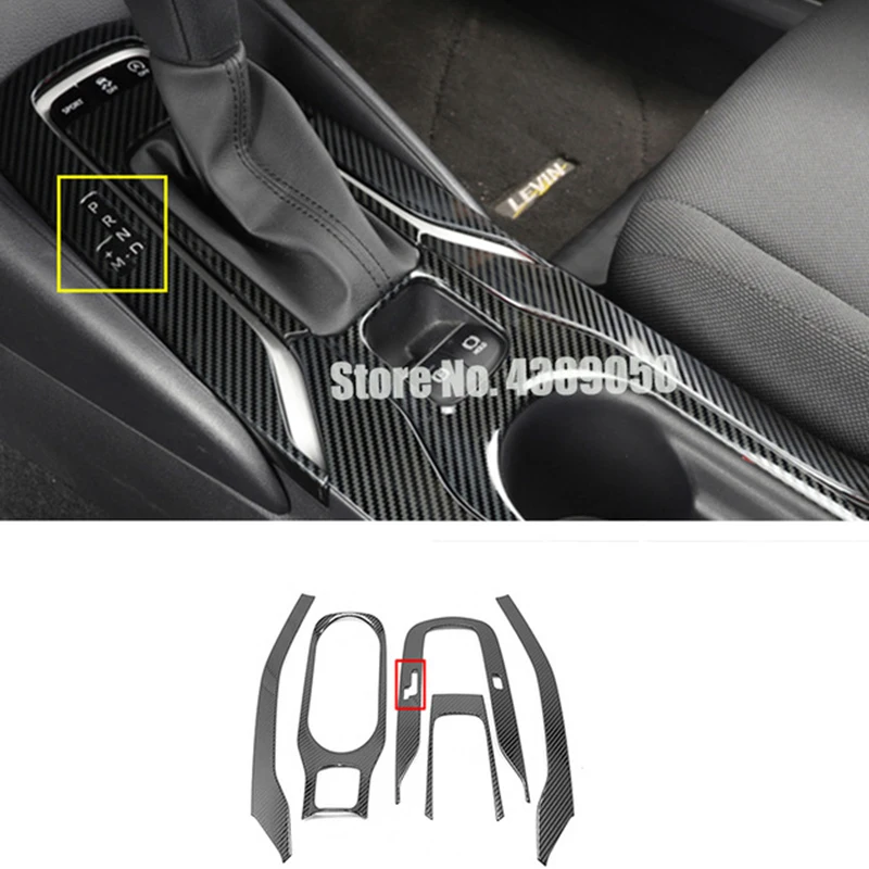 

5pcs Stainless Steel For Toyota Corolla 2019 2020 Interior Accessories Carbon Fibre Gear Shift Panel Water Cup Holder Cover Trim