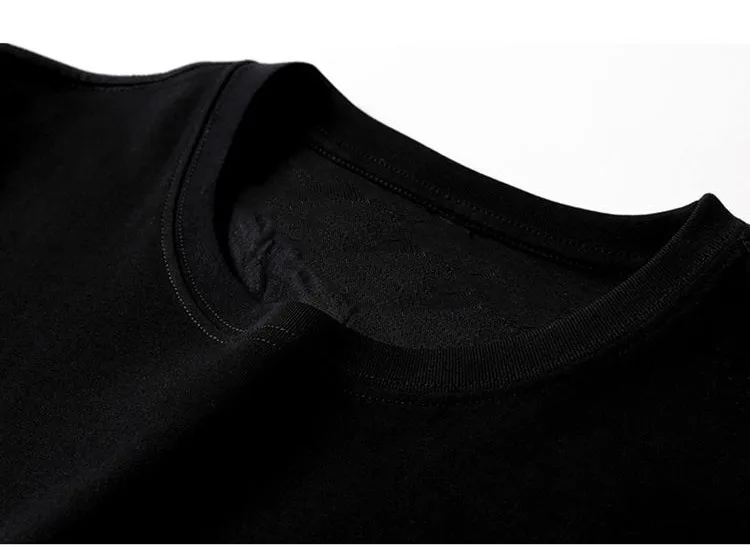 С вышивкой в виде феникса тонкая мужская футболка с О-образным вырезом коротким