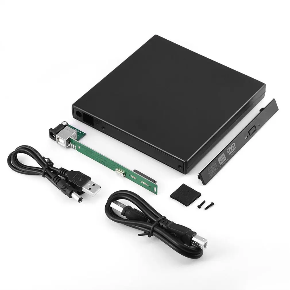 Черный портативный Прочный USB 2 0 Тонкий внешний корпус Корпус для 12 7 мм SATA CD DVD