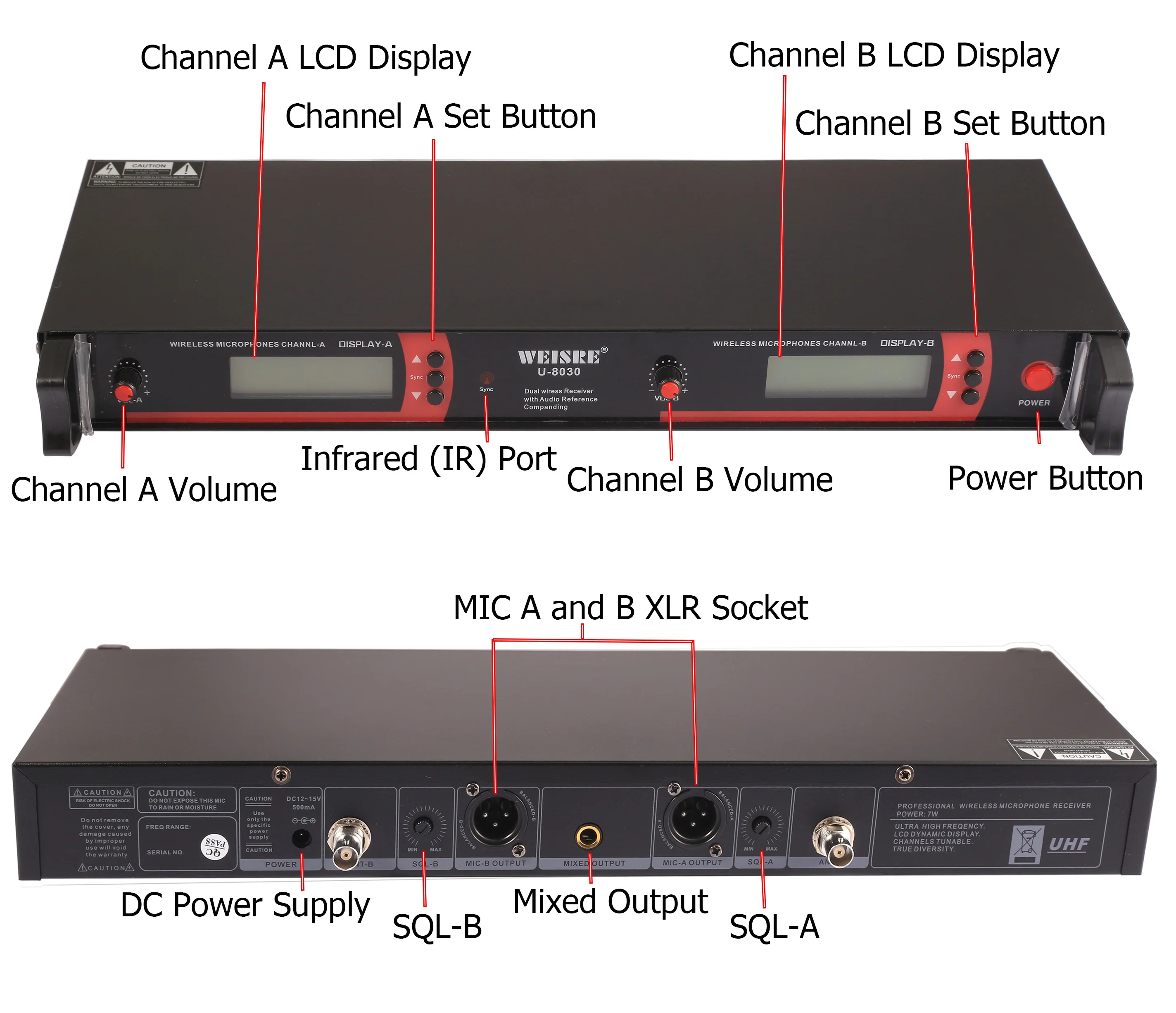 WEISRE профессиональный УВЧ беспроводной микрофон система регулировки частоты с 2