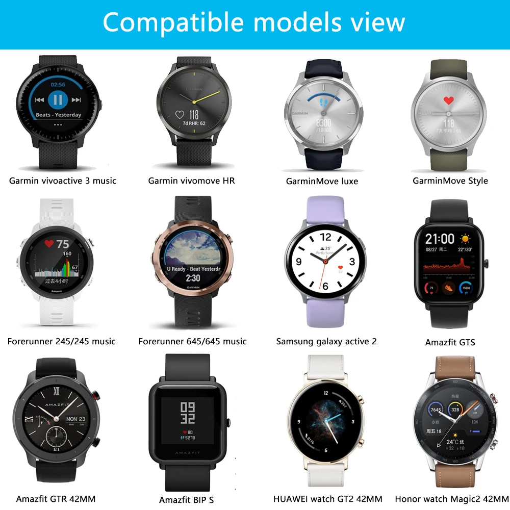 Резиновый ремешок для часов Huawei GT2 magic2 42 мм сменный Amazfit GTS BIP GTR двухцветный