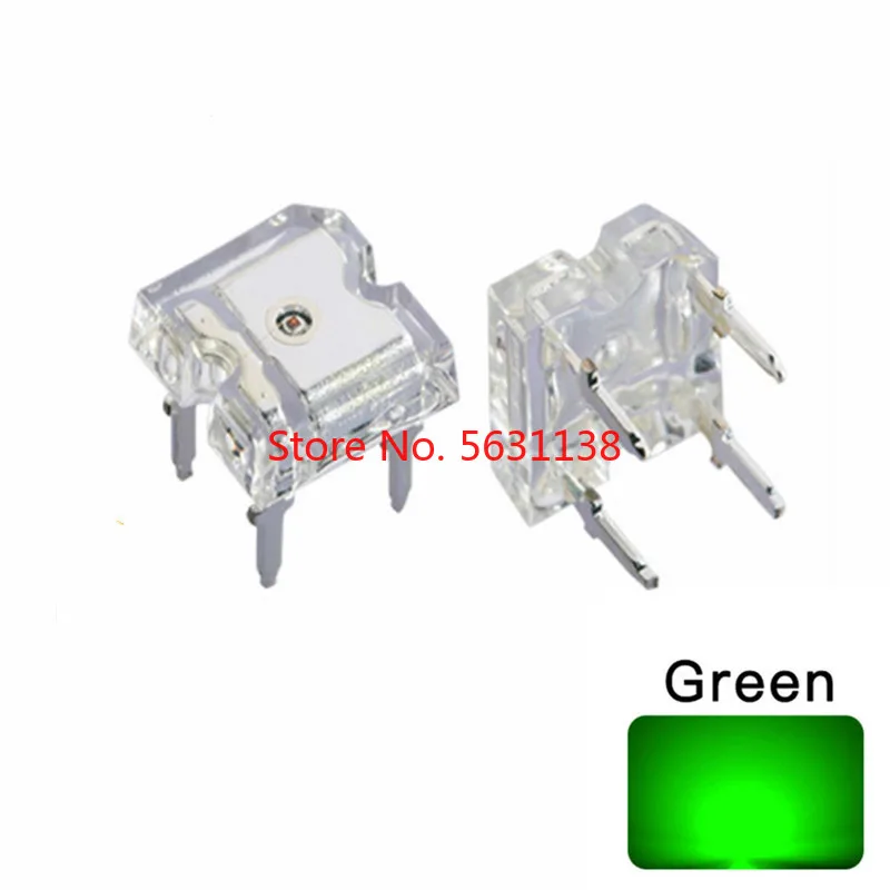 

100pcs Green Flat Top LED Piranha Transparent Clear Lens Super Flux Ultra Bright Wide Angle Rectangle Light Lamp robots led chip