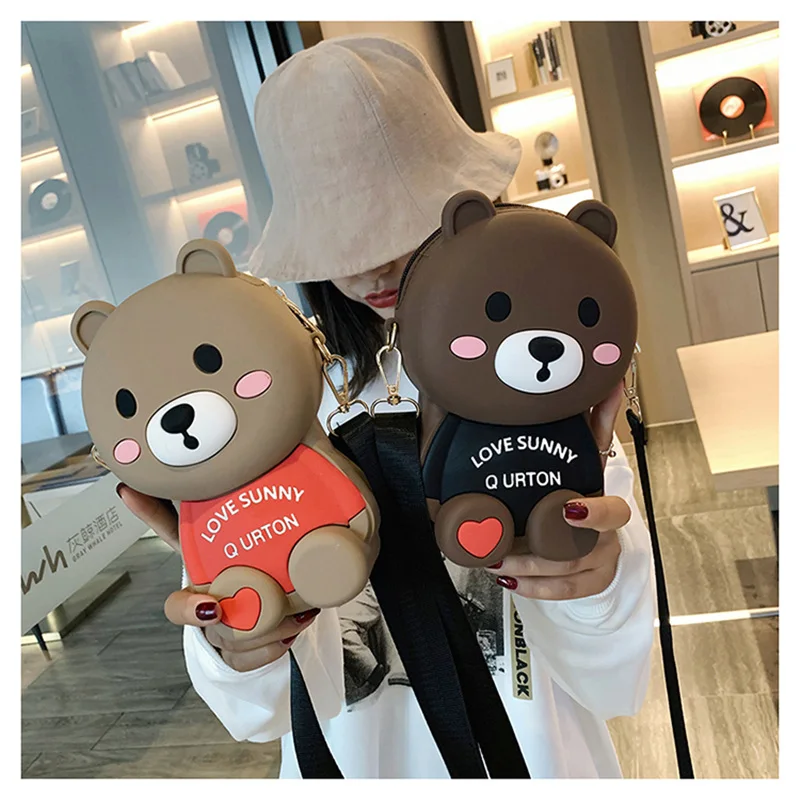 Q UNCLE милая сумка через плечо с медведем женская мессенджер Kawaii Маленькая круглая