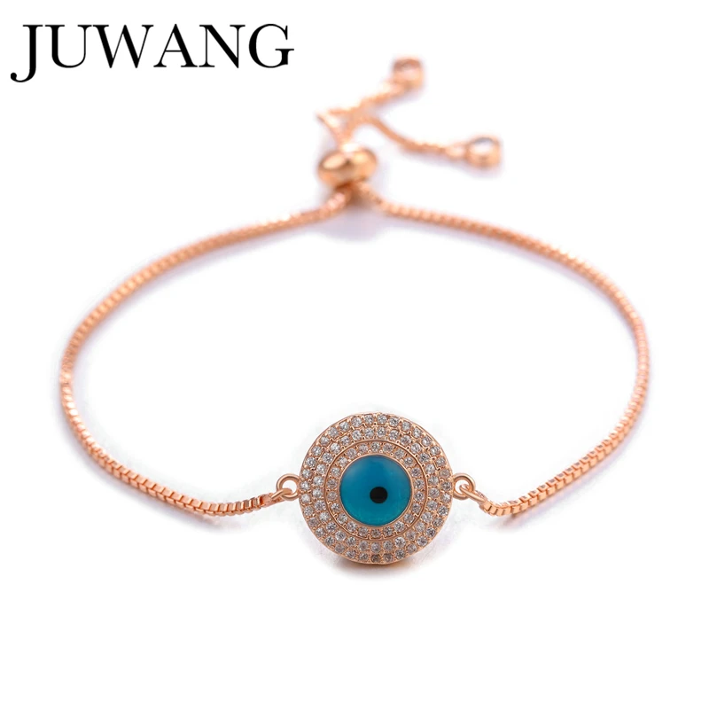 JUWANG Women Evil Eye Bracelets Cubic Zircon Eyes Charm Copper Chain Bracelet Fashion Jewelry For Christmas Gifts pulseras mujer | Украшения
