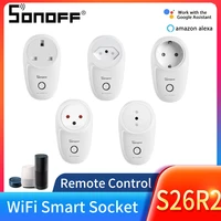 newest sonoff s26 r2 wifi smart socket deukbrilit plug smart automation module smart home timing socket app remote control