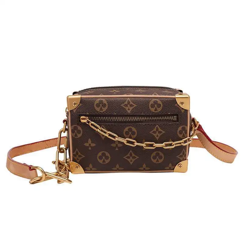 

2021 new small square bag handbag fashion bag for men and women with black flower octagonal soft box chain shoulder bag