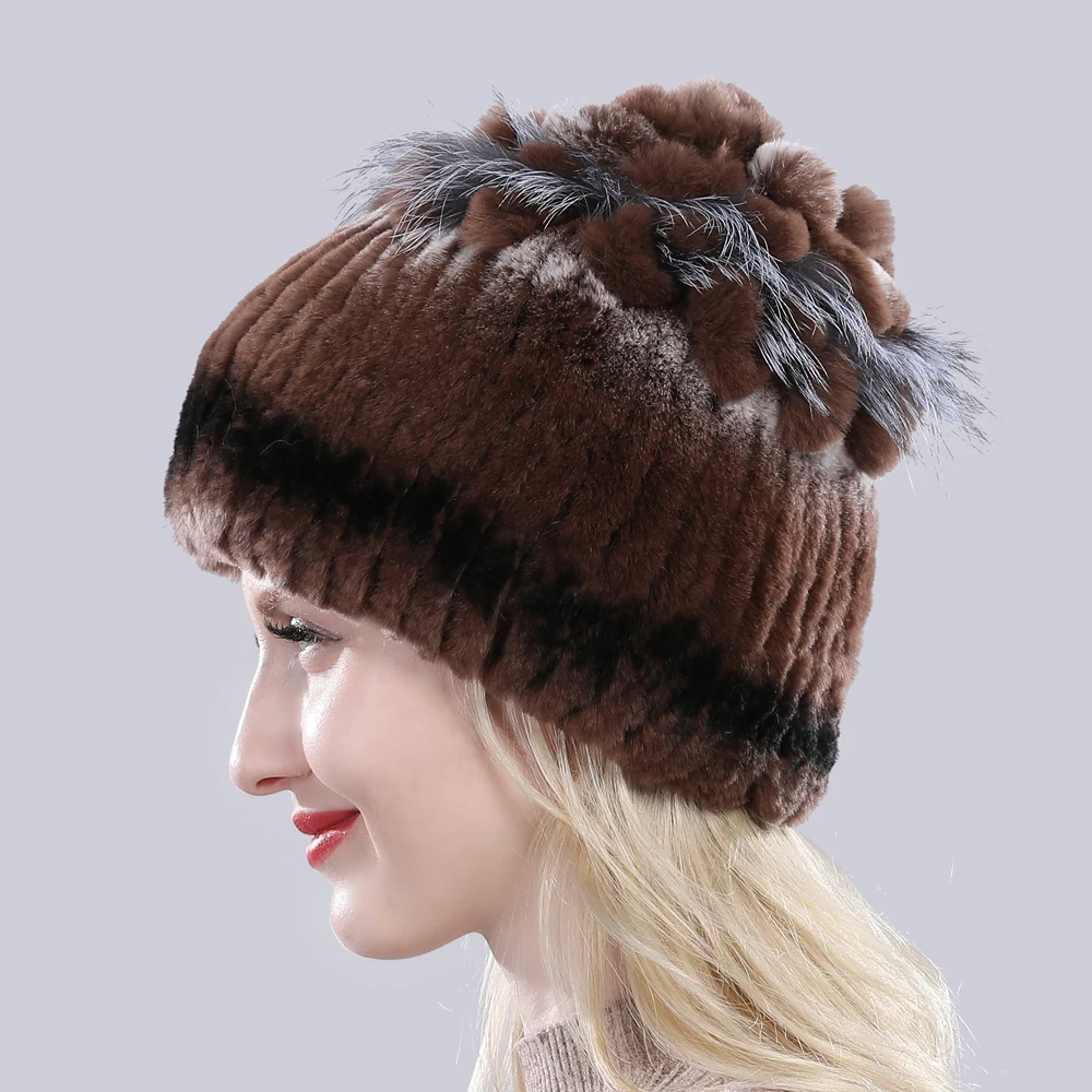 Новые меховые шапки для женщин зимняя шапка из натурального меха кролика Рекс