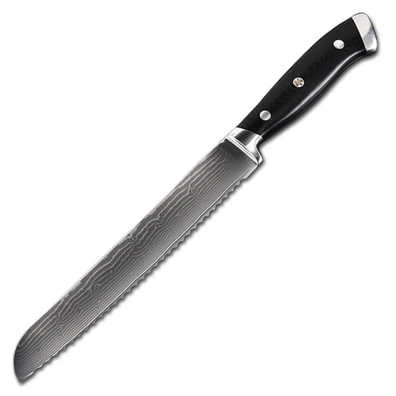 

Нож для хлеба из дамасской стали, японские сверхострые кухонные инструменты для мяса, барбекю, мясницкий нож, 8 дюймов, 67 слоев