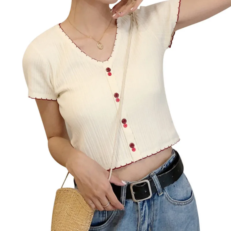 

2020 Fashion cropped cardigans women knit crop sweater top sexy sweaters cute Button korean Style knitted Women sweater
