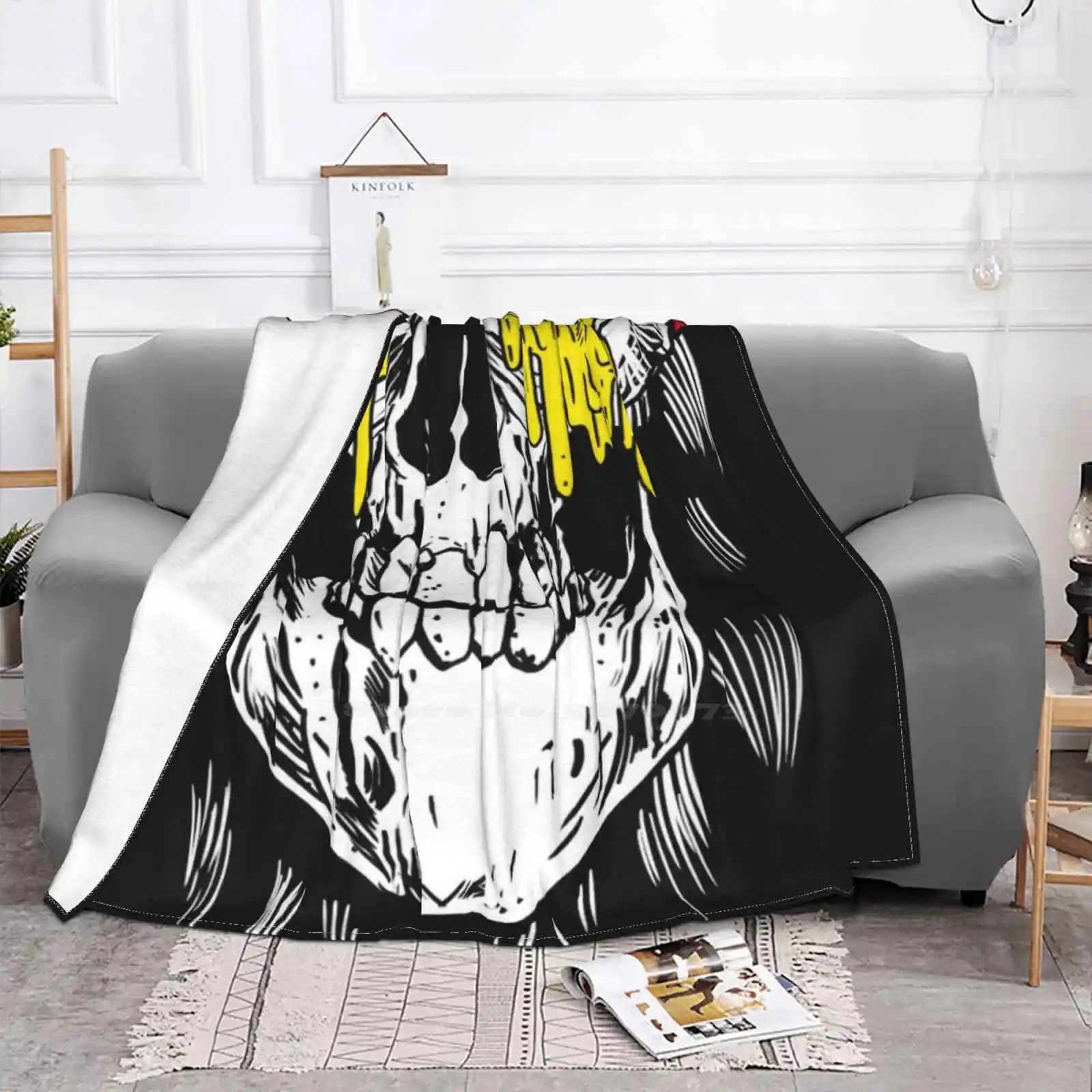 A Skull With Death Air Conditioning Blanket Travel Portable Mullet Skeleton Halloween | Дом и сад