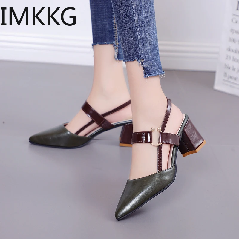 Новинка весенне-осенние привлекательные грубые босоножки на высоком каблуке