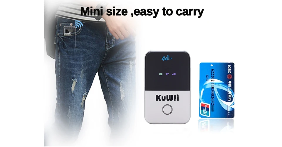 KuWfi 4G Wifi роутер мини 3g/4G LTE беспроводной маршрутизатор Портативный Карманный Wi-Fi Мобильная точка доступа автомобильный Wi-Fi роутер со слотом для sim-карты