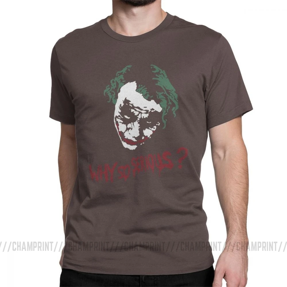 Awesome The Dark Knight Joker Why So Serious футболка отряд самоубийц Мужская футболка Gotham Harajuku футболки уличная одежда с графическим принтом Одежда - Цвет: Коричневый