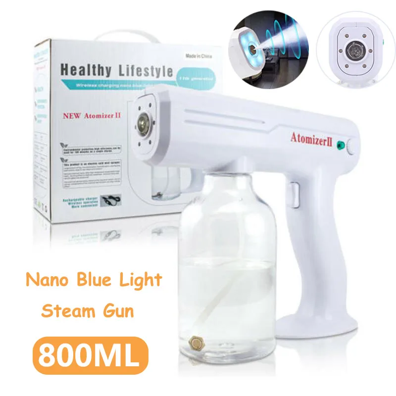800 мл синий светильник Беспроводной нано пар распылитель обеззараживания воды