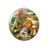 new year colorful tiger dragon chinese coins collectible silver coin commemorative badges souvenir feng shui 2022