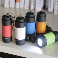 mini flashlight usb rechargeable led outdoor small keychain light portable plastic flashlight random color