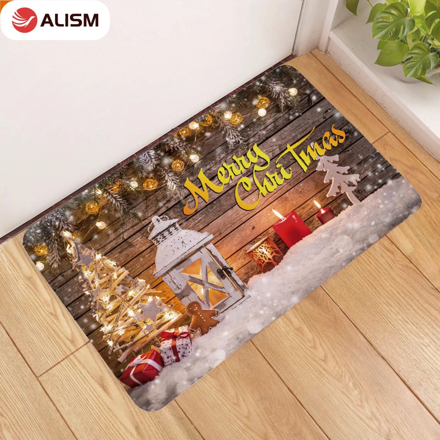 

2021 Christmas Mat Non-Slip Entrance Door Mat Flannel Hallway Mats Floor Mat Carpet Kitchen Rug Christmas Decorations For Home