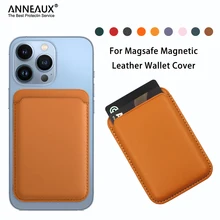 For Magsafe Magnetic Card Holder Case For iPhone 13 11 12 Pro MAX mini Leather Wallet Cover XR XS MAX Card phone Bag Adsorption