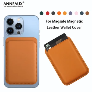 for magsafe magnetic card holder case for iphone 13 11 12 pro max mini leather wallet cover xr xs max card phone bag adsorption free global shipping
