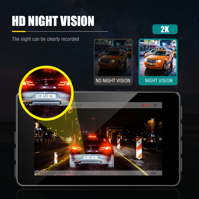 $51.88 Asawin A12 Dual Lens Dash Cam 2K FHD Car Dvr Driving Recorder 3 In IPS  170° Wide Angle, WDR, Double cameras Car Camera