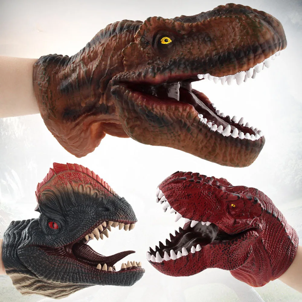 Дикие животные голова ручной кукольный крокодил Юрского Периода Динозавры T-Rex мягкие виниловые перчатки из ПВХ фигурка модель игрушки Дети Рождественский подарок