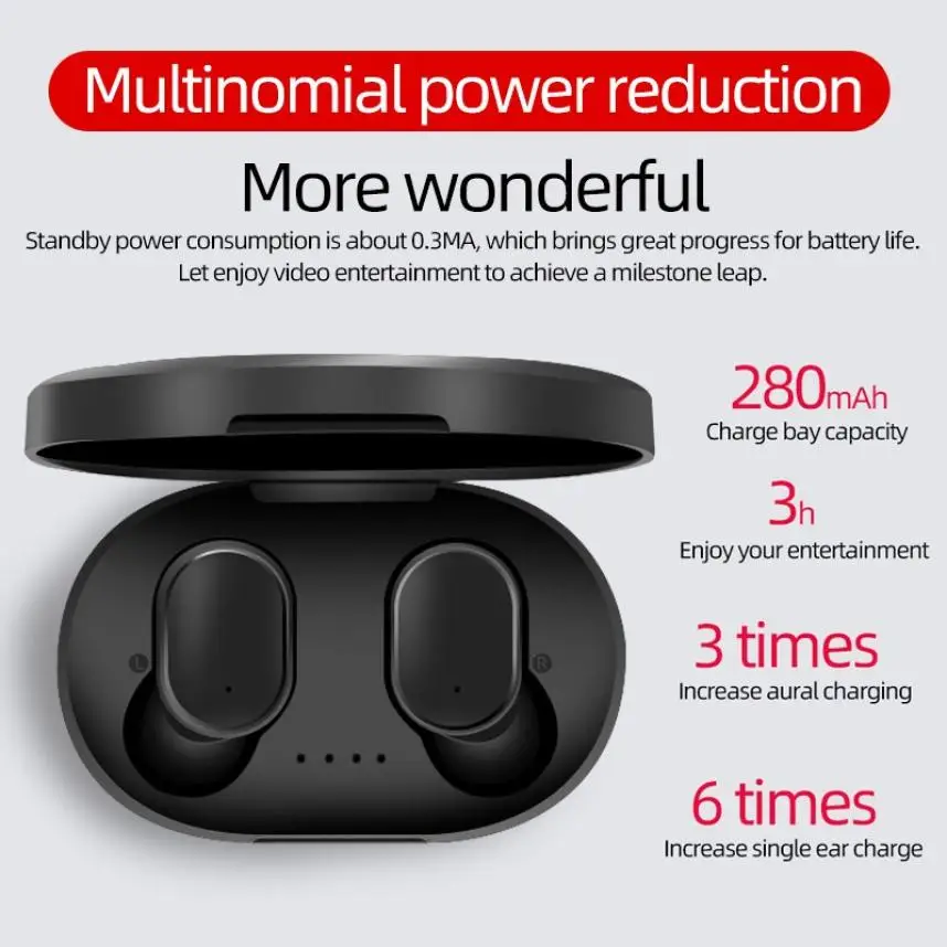 

A6S TWS Bluetooth Wireless Headphones Noise Cancelling Wireless Earbuds 5.0 TWS Earphone Mic For Xiaomi Huawei Samsung iPhone