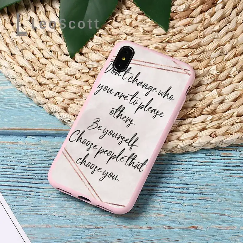 

fashion Pink marble text Phone Case Candy Color for iPhone 11 12 mini pro XS MAX 8 7 6 6S Plus X 5S SE 2020 XR