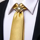 Привет-галстук желтый мужской галстук бизнес плед Hanky запонки набор роскошный Боло Золотое кольцо шелковые галстуки для мужчин свадьба Высокое качество галстук