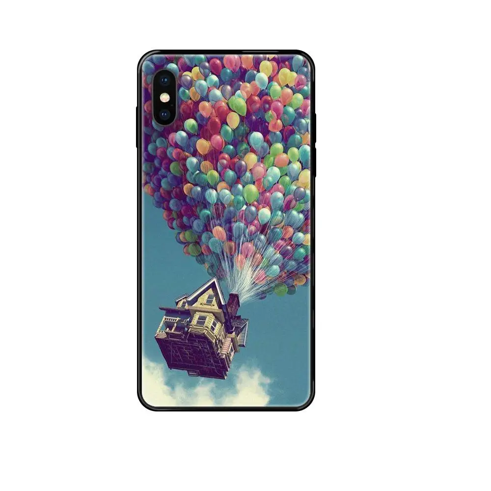 Мягкий ТПУ Черный Стильный чехол Pixar Up Flying House для Redmi Note 4 5 5A 6 7 8T 9 9S Pro Max | Мобильные