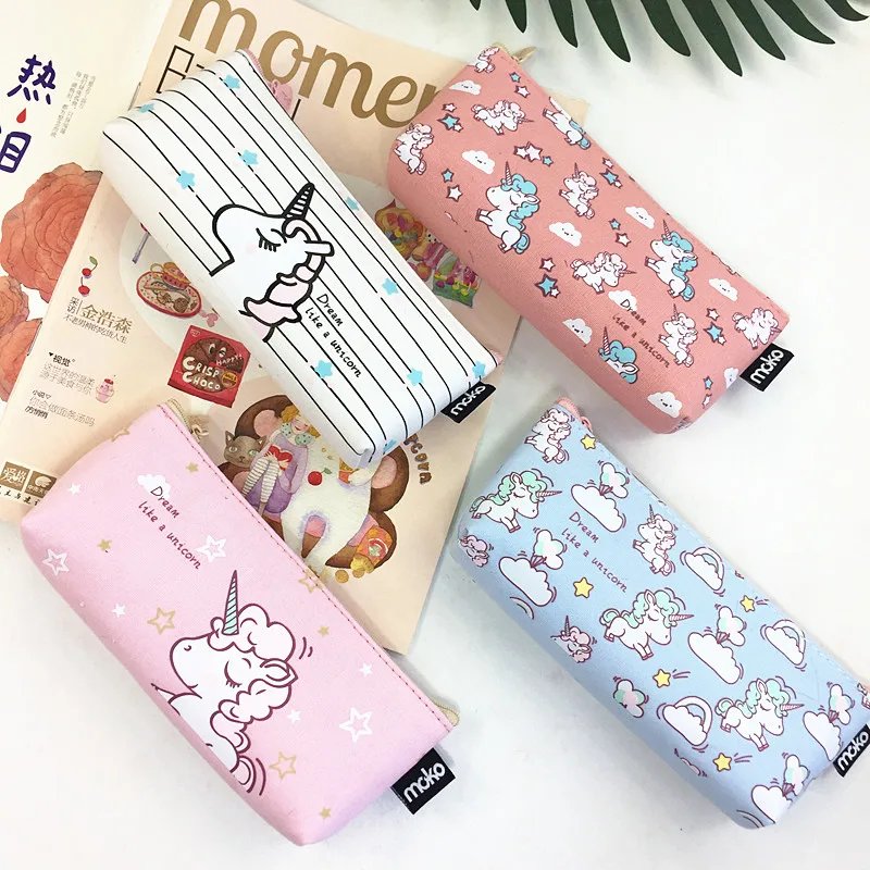 Креативный простой холщовый чехол карандаш с изображением единорога большой