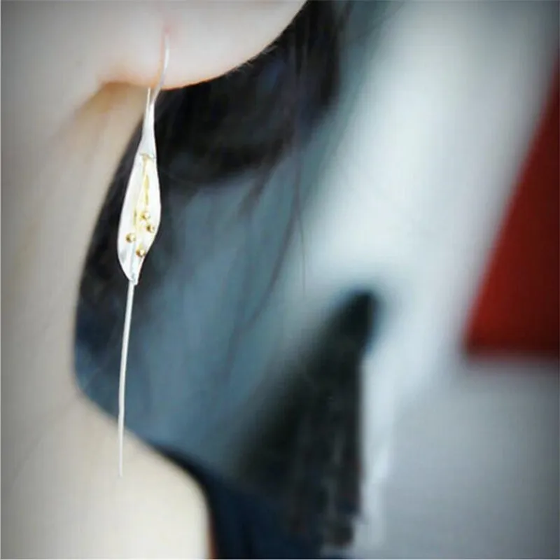 

New Fashion Popular Tassel Flower Silver Plated Jewelry Ear Hook Personality Not Allergic Temperament Earrings E151