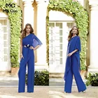 Женское длинное вечернее платье Royer, синее шифоновое платье с одним открытым плечом и брюками для торжественных мероприятий и выпускного вечера