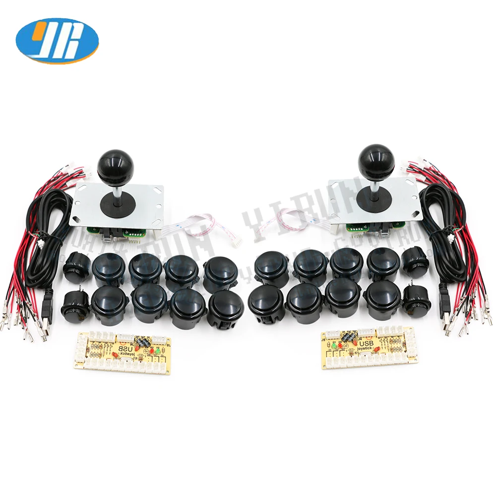Аркадный джойстик DIY Kit Нулевая задержка аркадная DIY Kit USB энкодер для ПК Джойстик Sanwa для аркадных игр+ Sanwa кнопочные кнопки для аркадной игры Mame - Цвет: all black
