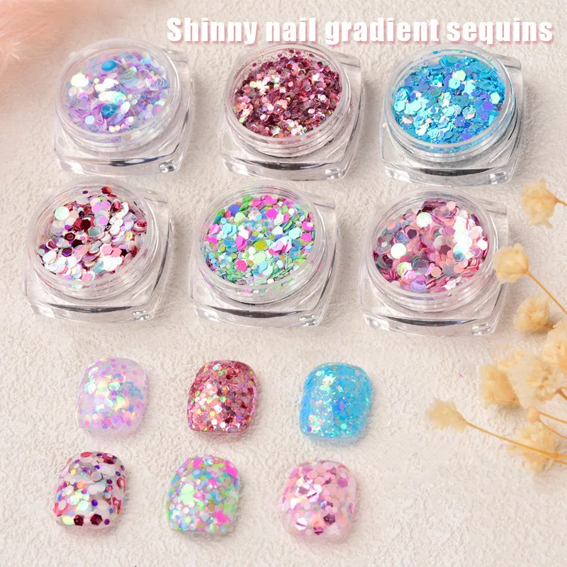 1 Box Korean Style Laser Nail Sequins for Decoration 2021 Fashion Candy Color Nails Accessories for DIY Manicure