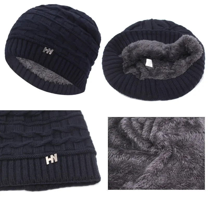Брендовые зимние вязанные шапочки Skullies Beanies мужские зимние шапки для мужчин женская шапка-маска теплая Толстая Мужская однотонная зимняя шапка