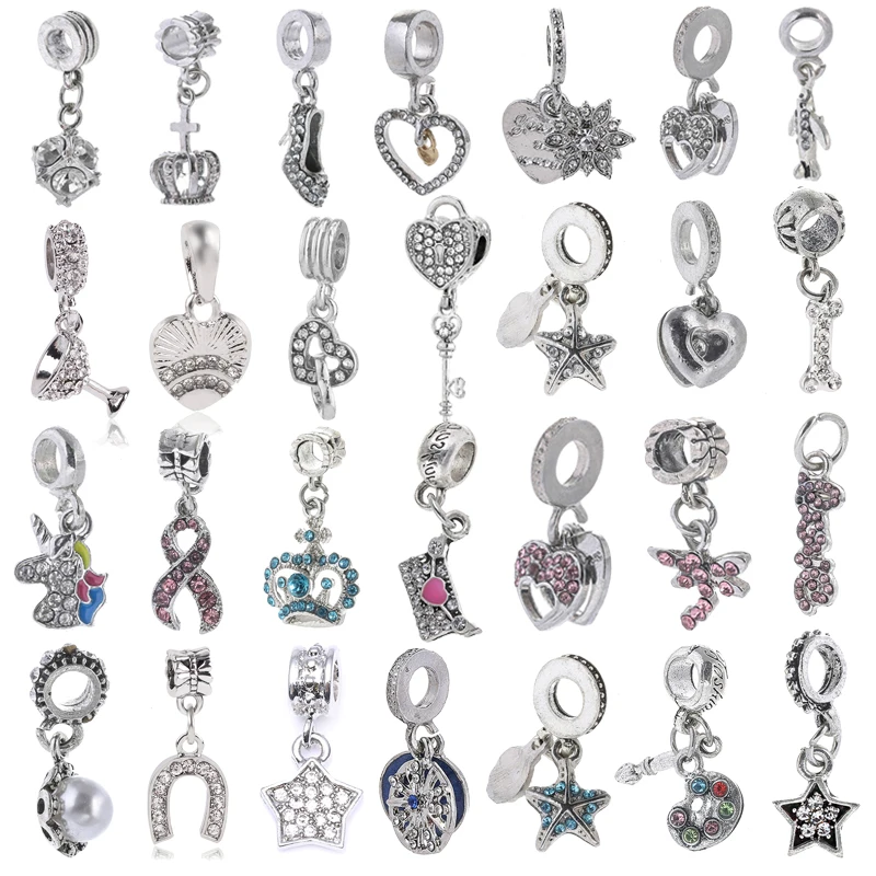 

2Pcs/Lot European Style Alloy Silver Plated Shinning Star Charm Pendants Fit Fashion Pandor Bracelets For Women Jewelry Making