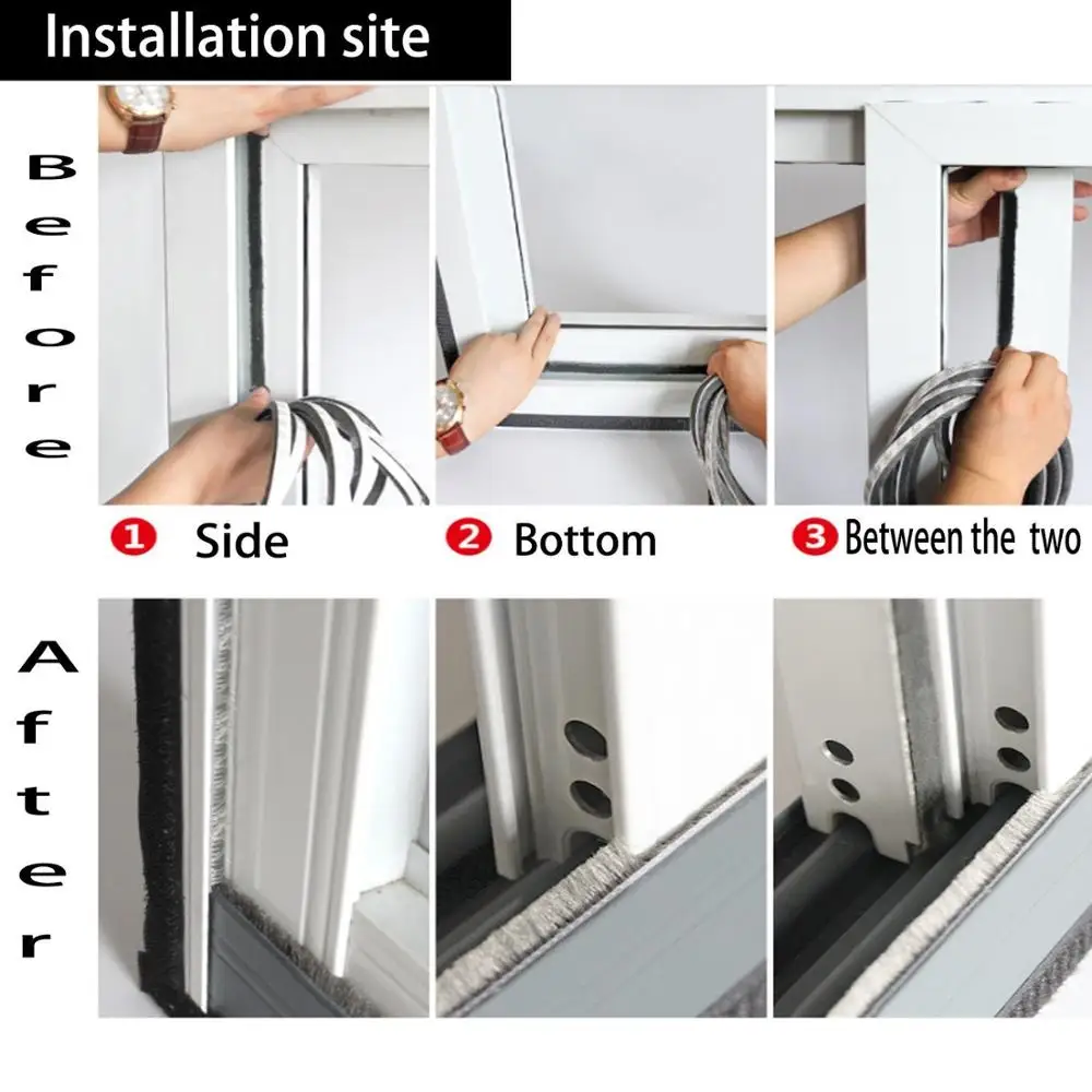 Самоклеящаяся ветрозащитная уплотнительная щетка лента для звукоизоляции окон