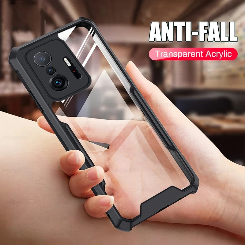 

Mi11T Pro Case TPU Edge Transparent Acrylic Back Cover For Xiaomi11T Case Xiaomi Xiomi Mi 11T Pro 5G Heavy Duty Shockproof Coque