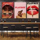 Винтажные модные плакаты, настенные картины, красная Картина на холсте, бабочки, сексуальные губы, женские картины для нордической гостиной, домашний декор