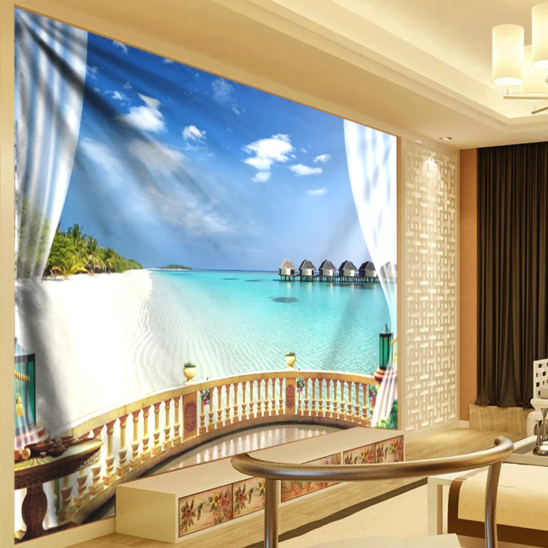 Ландшафтный психоделический гобелен настенный очаровательный морской пейзаж