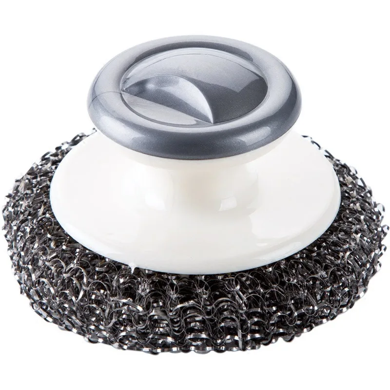 

Stainless Steel Scourers with Plastic Handle Steel Wool Scrubber Pad Kitchen Bathroom Cleaning Brush for Dishes Pots Pans