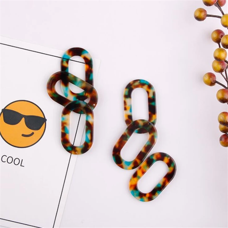 500pcs/lot new acetic acid Oval charms connectors for diy fashion earrings necklace acrylic beads jewelry accessories material